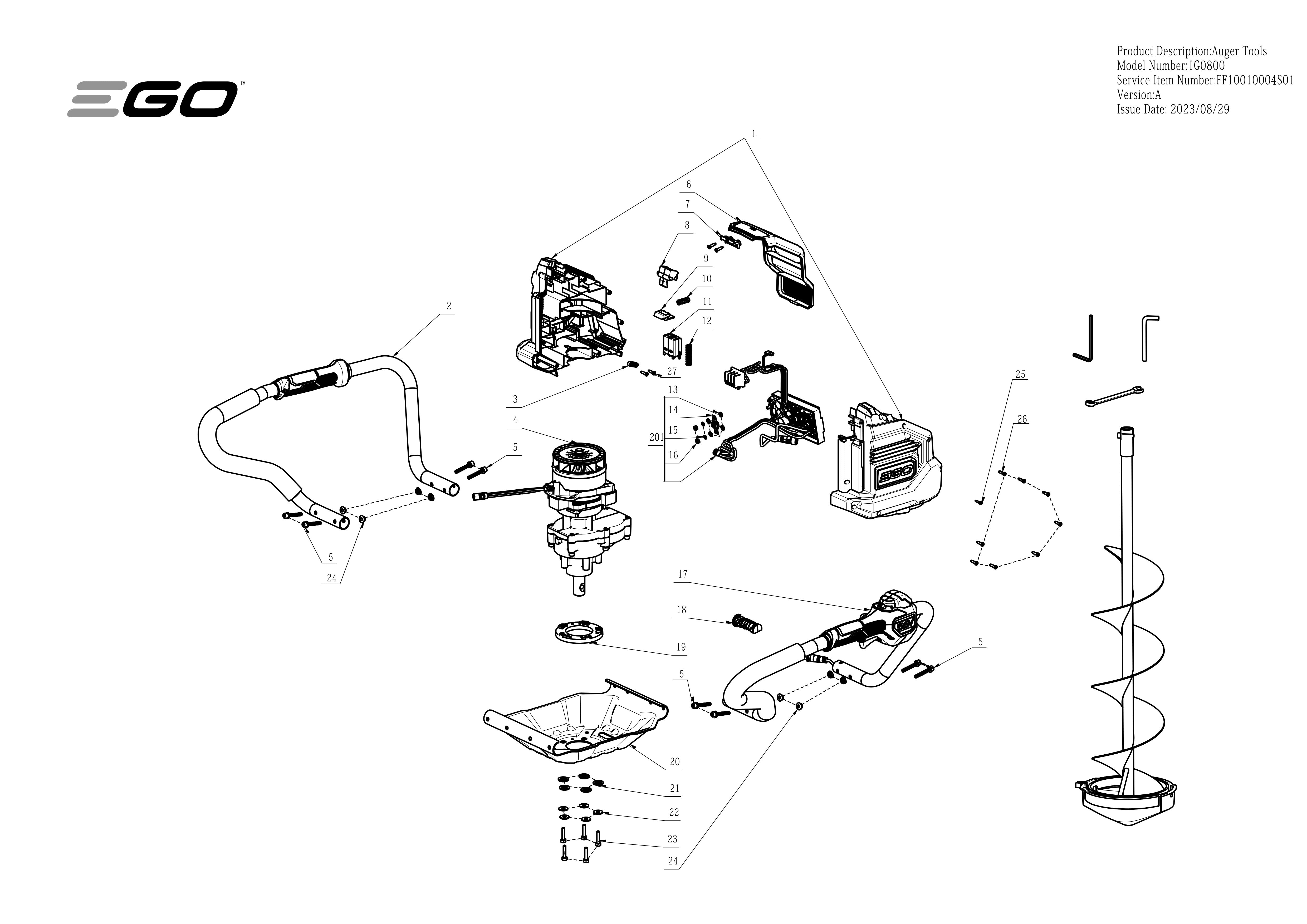 EGO EARTH / ICE AUGER PARTS DIAGRAM