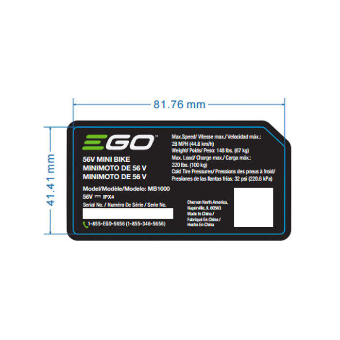 EGO 2246192001 Storage Compartment label