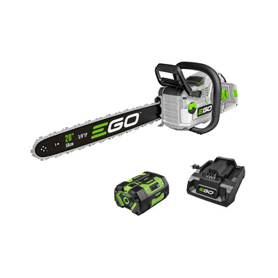 EGO Power+ CS2005 Motosierra inalámbrica para granja y rancho de iones de litio de 20 pulgadas, 56 voltios, con pantalla digital, luz de trabajo LED, batería de 6 Ah y cargador de 320 W