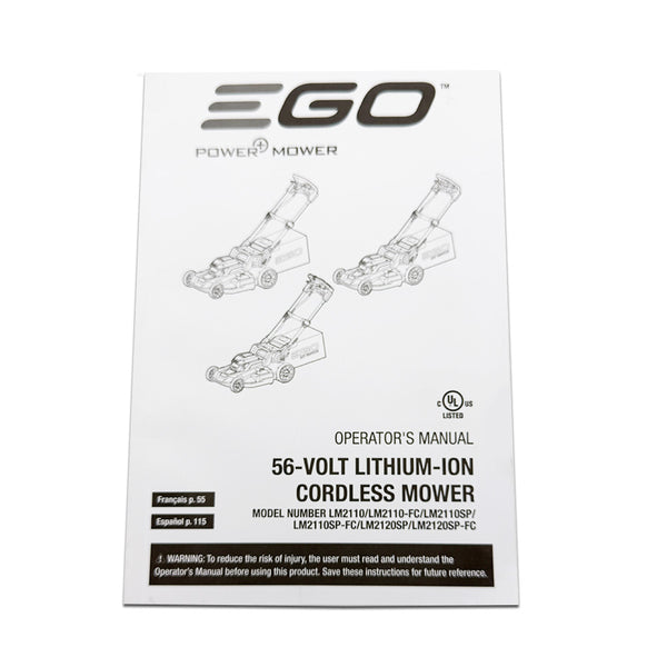 EGO LM2110 / LM2110SP / LM2120SP Lawn Mower Owners Manual