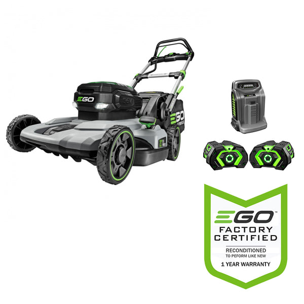 EGO LM2142SP Cortacésped autopropulsado eléctrico inalámbrico de iones de litio de 21" y 56 voltios con dos puertos y (2) baterías de 5.0 Ah y cargador incluido