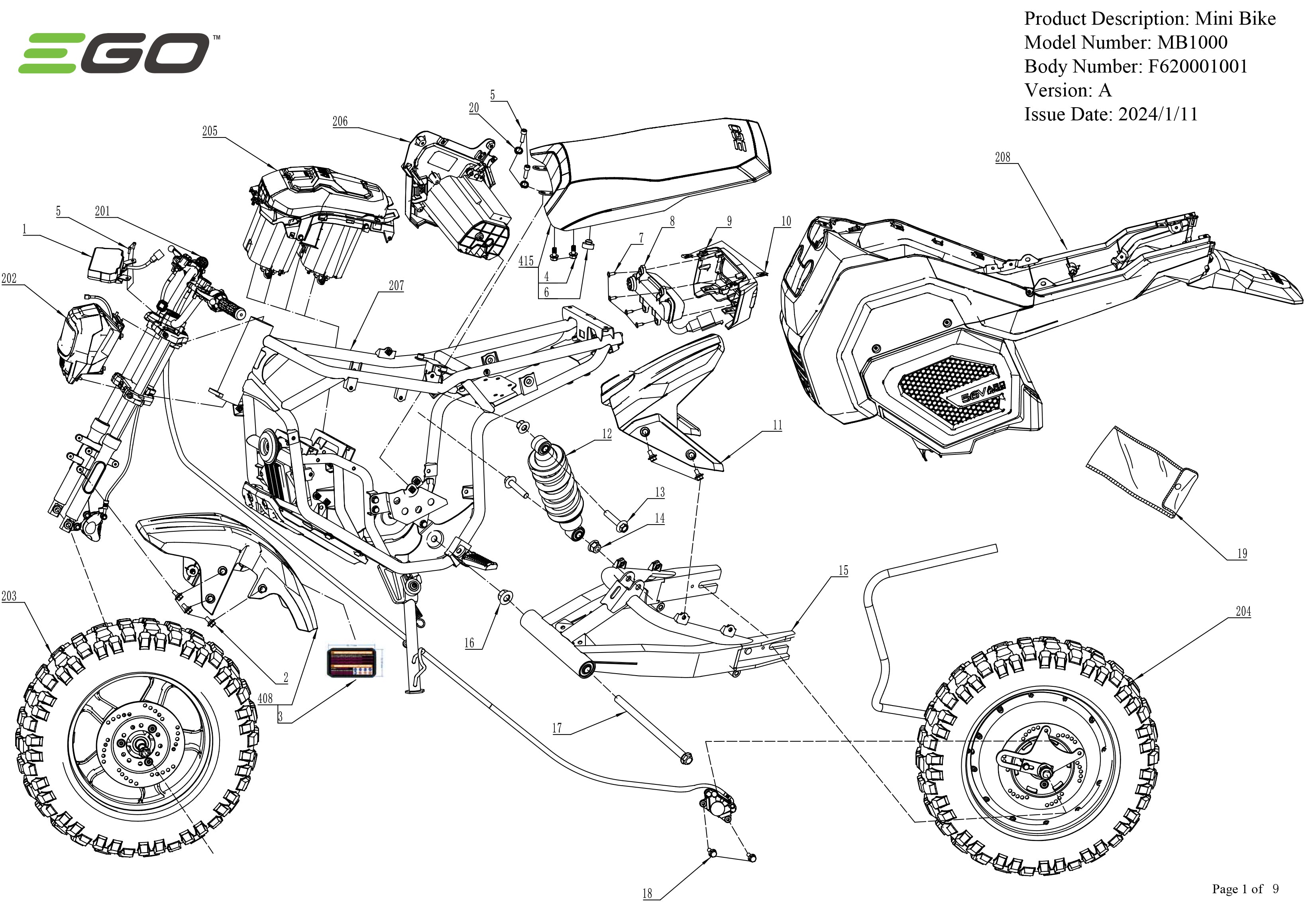 EGO MINI BIKE PARTS DIAGRAMS Ego Mini Bike Parts Diagrams