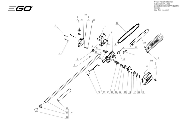 DIAGRAMA DE PIEZAS DEL PSA1000