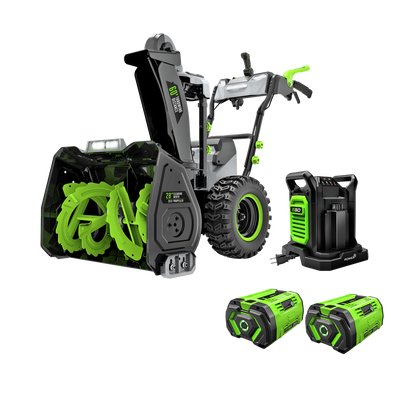 EGO Power+ SNT2807 POWER+ Quitanieves autopropulsado de 2 etapas de 28 pulgadas con Peak Power™ y 2 baterías de 12,0 Ah y cargador de doble puerto