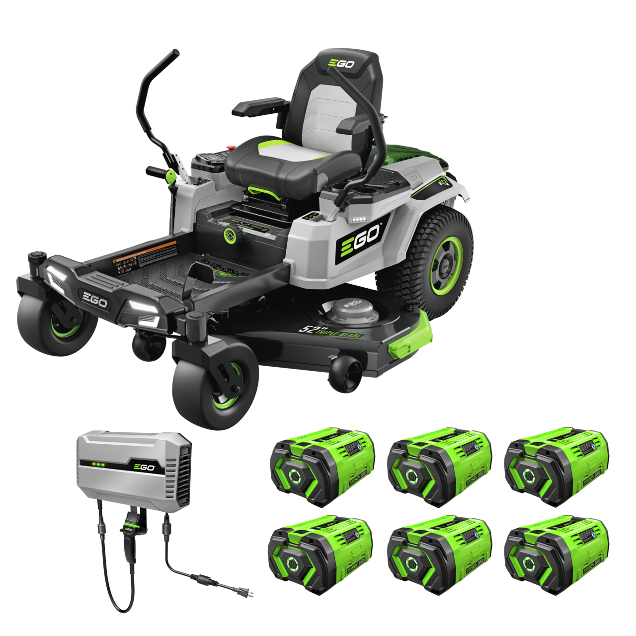 EGO Power+ ZT5207L 52" Z6 Zero Turn Riding Mower with (6) 12AH Batteries and 1600W Charger