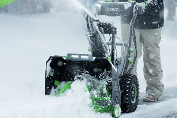 Clearing a driveway with an EGO snow blower