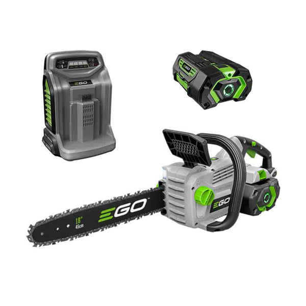 EGO CS1804-2 18" Chain Saw with (2) 5Ah Batteries and 550W Rapid Charger