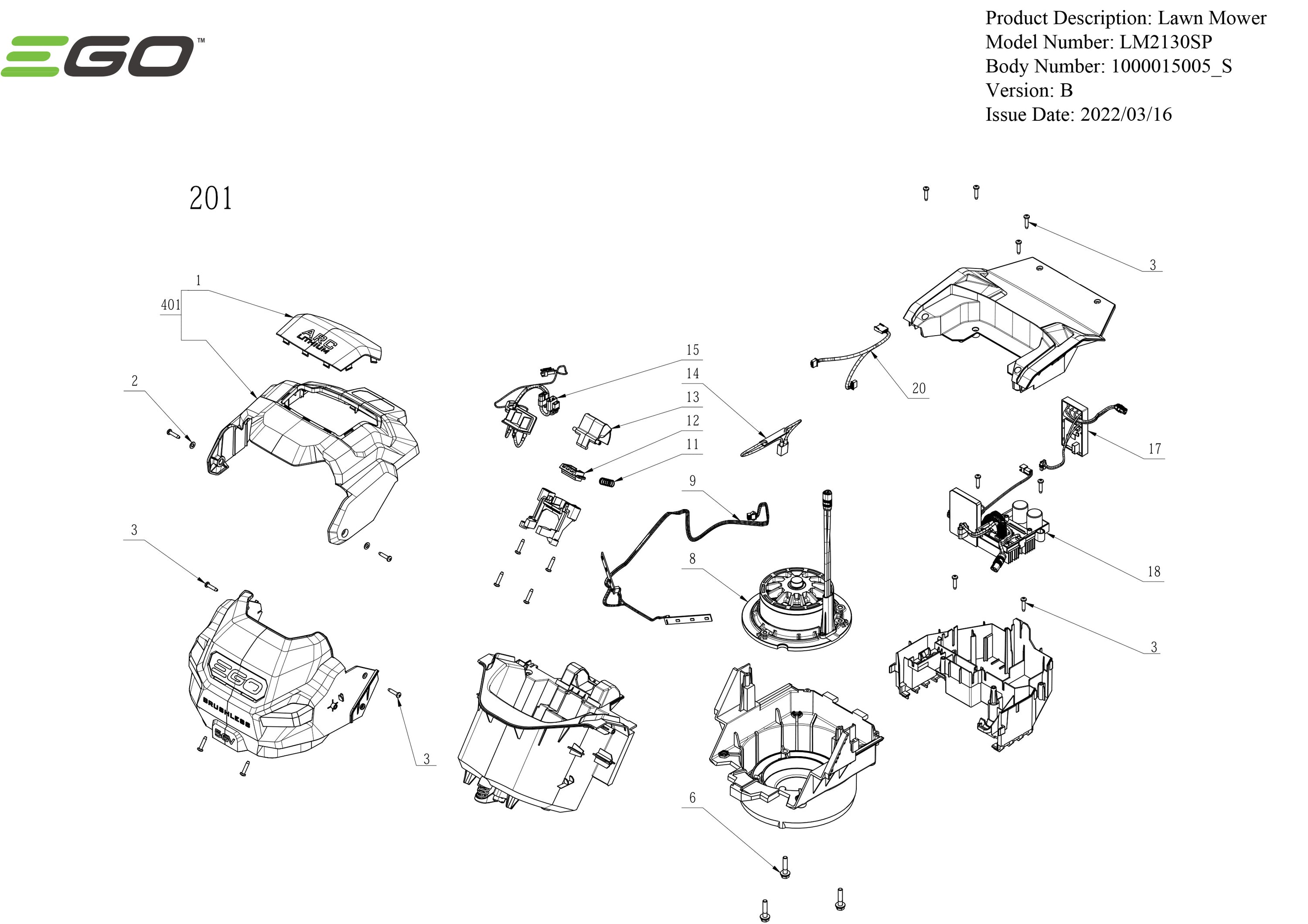 LM2130SP (VERSION B) PARTS DIAGRAM